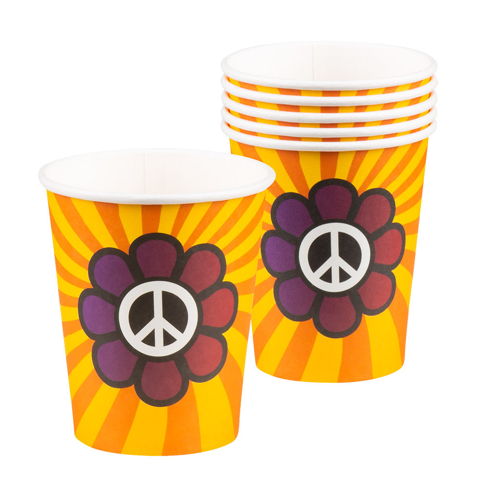 Trinkbecher Set 6x 250ml – Boland Hippie Retro Design Kunststoff - Fasnacht24.ch