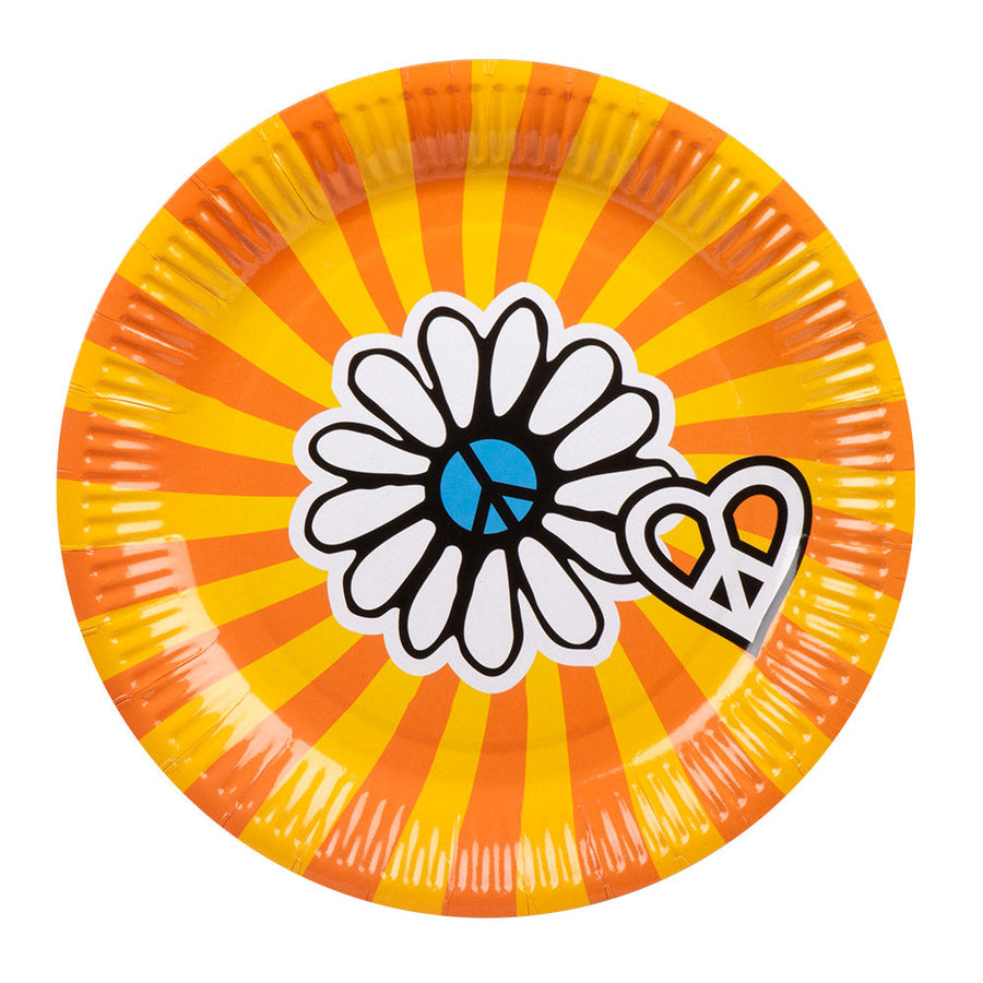 Hippie Pappteller Set – Boland 6er 23 cm Bunte Einweg-Teller - Fasnacht24.ch