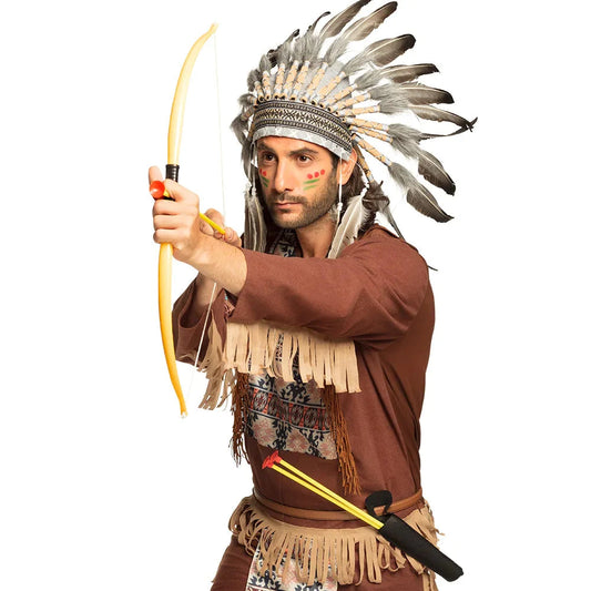 Kinderbogen-Set mit 73 cm Fiberglasbogen und drei Pfeilen mit Saugnapfspitzen in Blau und Rot.