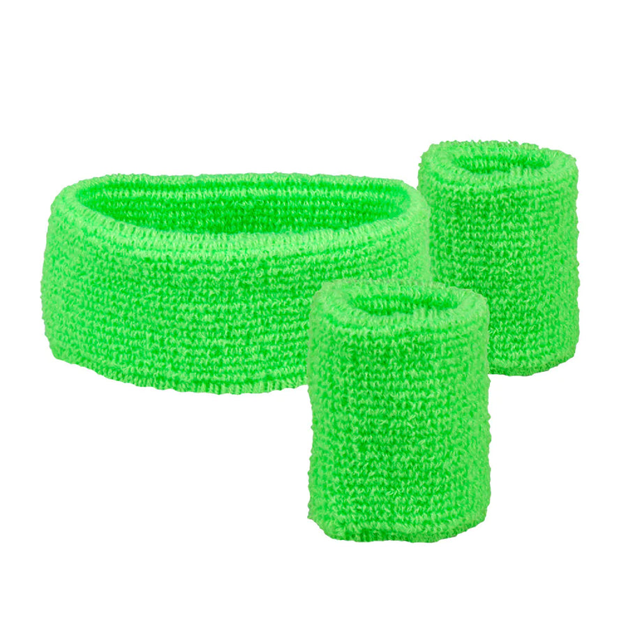 Schweissbänder Neon Grün – 3er Set von Boland für Sport & Workout - Fasnacht24.ch