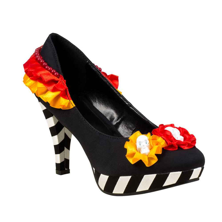 Boland Day of the Dead High Heel Schuhe Schwarz-Weiss aus italienischem Leder – Produktansicht