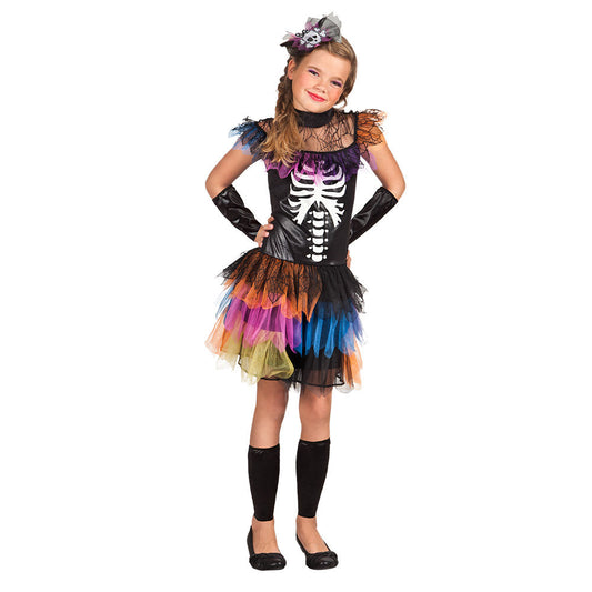 Boland Skelett Prinzessin Halloween Kostüm für Kinder – Buntes Kleid - Fasnacht24.ch