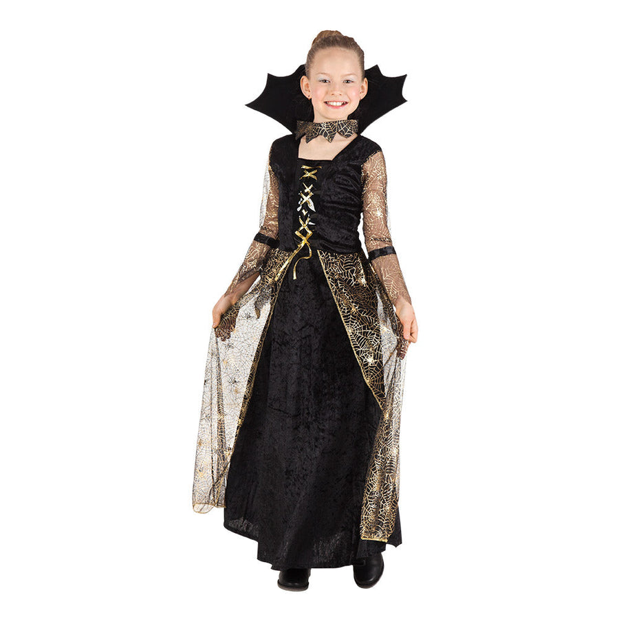 Boland Spider Witch Mädchenkostüm Schwarzes Kleid mit Spinnenstickerei - Fasnacht24.ch – Produktansicht
