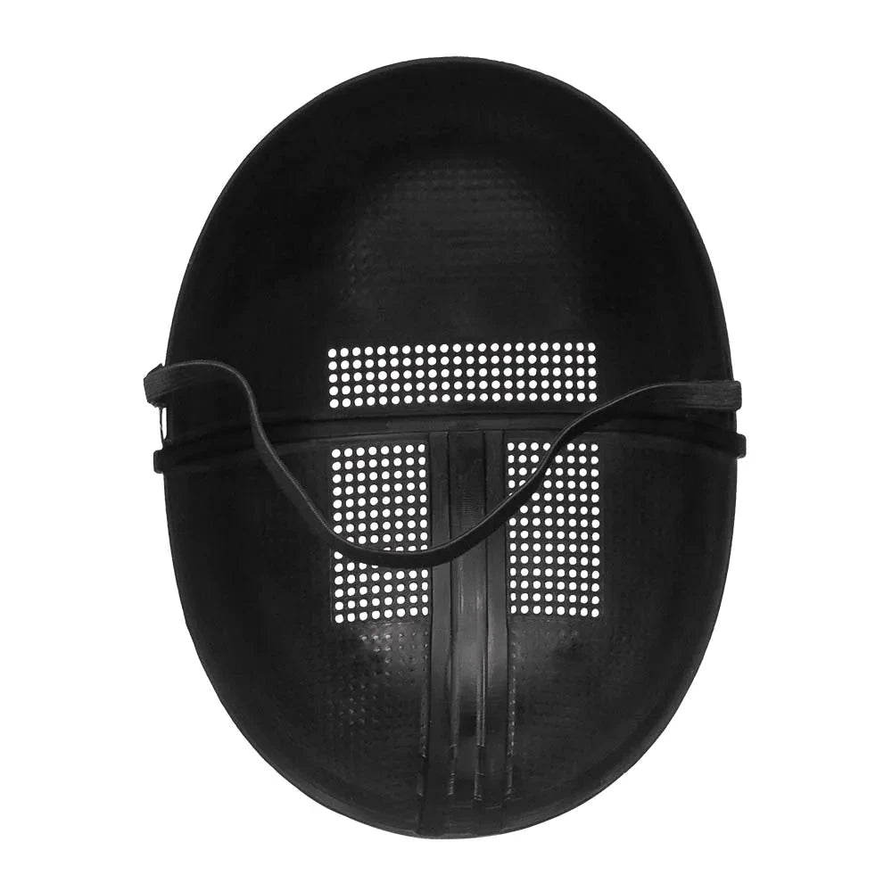 Schwarze Squid Game Maske mit Kreis-Symbol und elastischem Band für Spielerkostüm