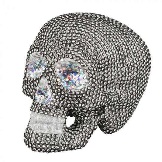 Boland Strass Rhinestone Totenschädel – Silber Halloween Deko 19x15cm - Fasnacht24.ch
