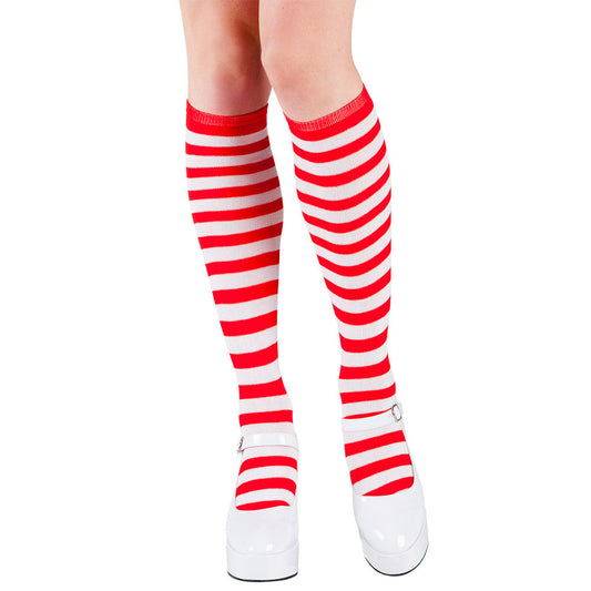 Overknee Socken Gestreift Rot Weiß – Boland Poly-Baumwolle - Fasnacht24.ch