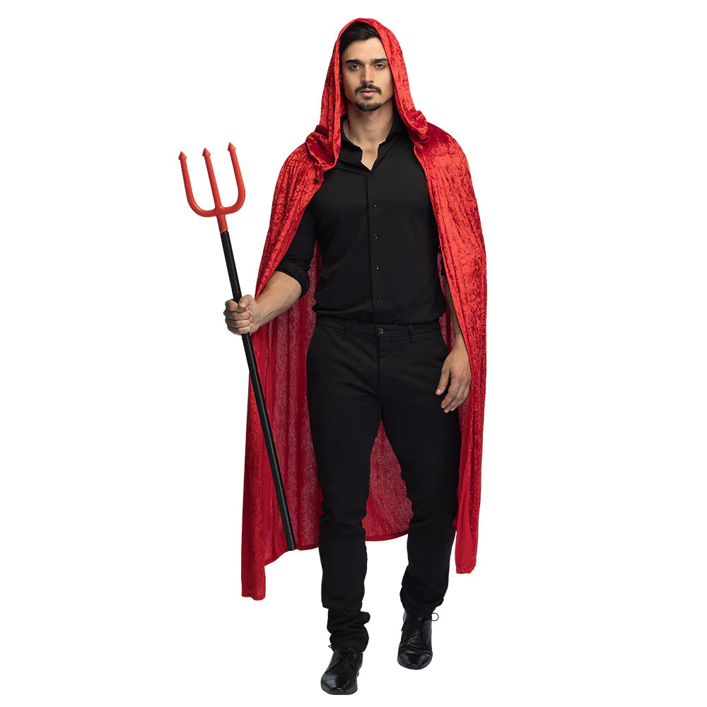 Roter Teufel-Dreizack aus Kunststoff, 112 cm lang, vierteilig und leicht zusammensteckbar.