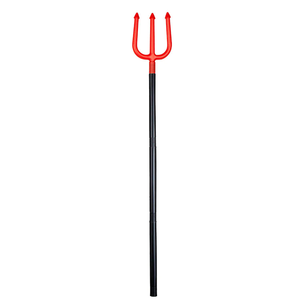 Roter Teufel Dreizack aus Kunststoff, 112 cm lang, mit vier zusammenschnappbaren Teilen.