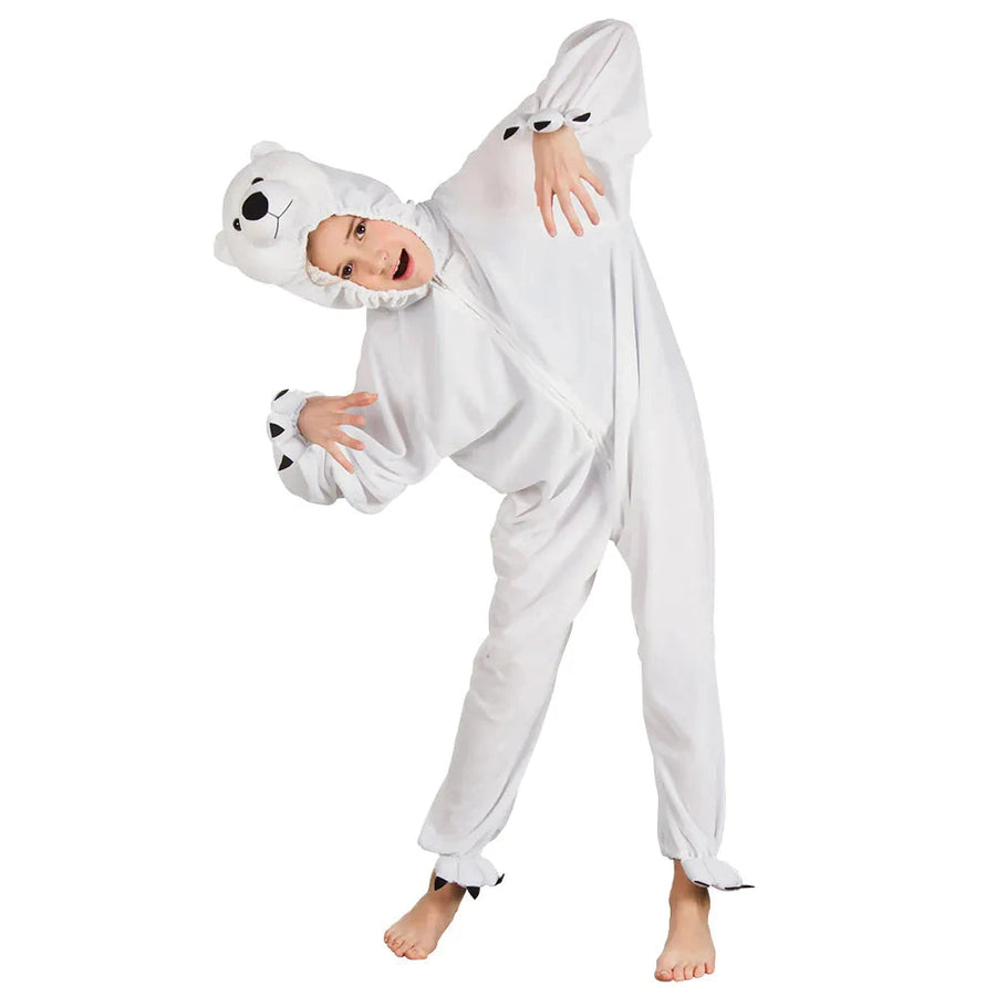 Boland Kinder Plüsch Overall – Polar Bear Kostüm Warm Weiß - Fasnacht24.ch