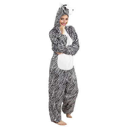 Plüschoverall Zebra Kostüm – Boland Hooded Jumpsuit Für Erwachsene - Fasnacht24.ch