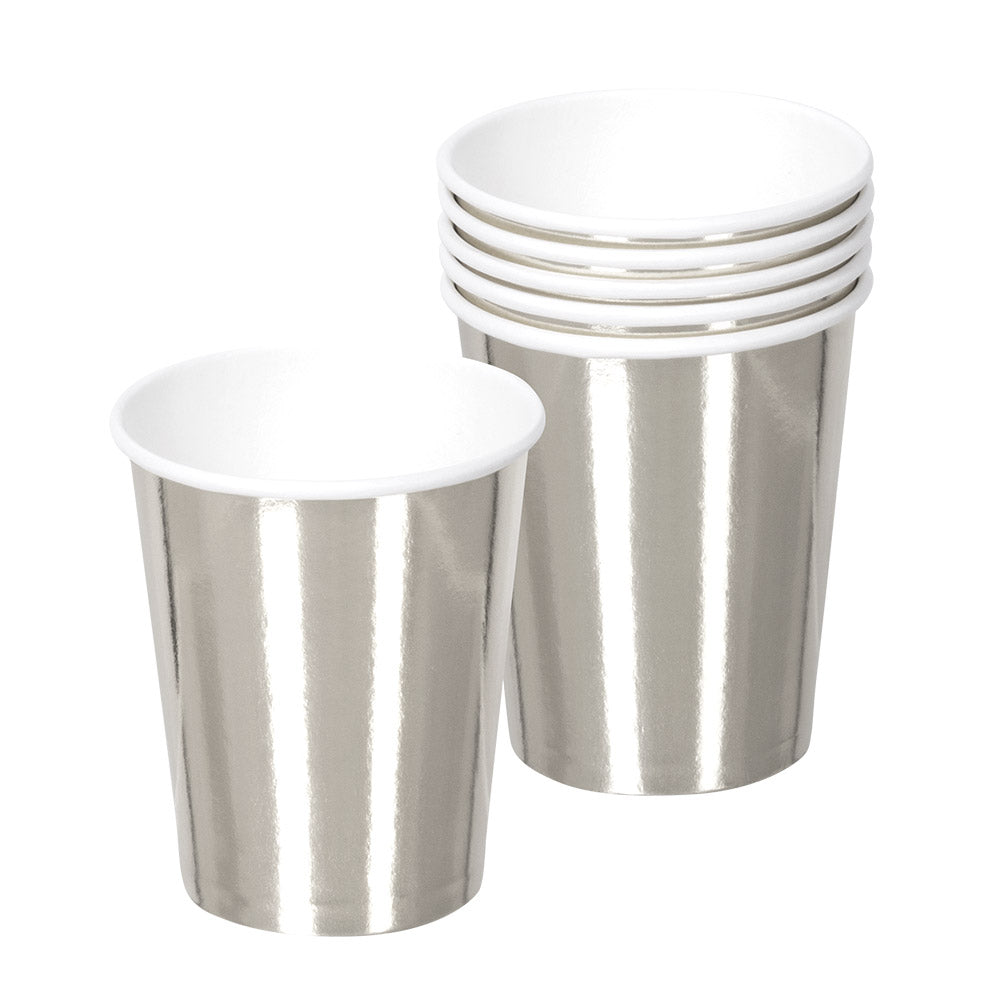 Einweg Trinkbecher Silber 250ml – Boland 6er Pack Karton - Fasnacht24.ch