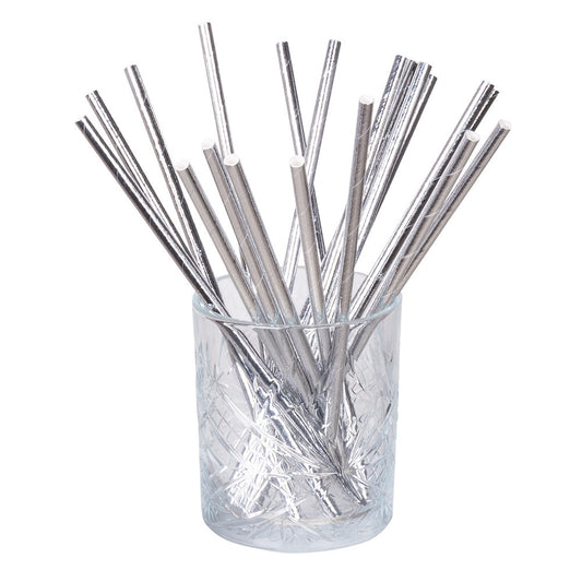 Papier-Trinkhalme Silber 20 cm – 20 Stück | Boland Kompostierbar - Fasnacht24.ch