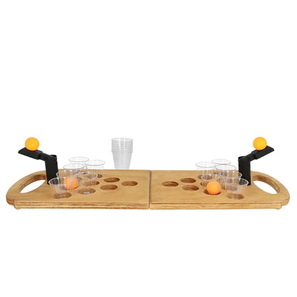 Shot Pong Trinkspiel – Boland Faltbares Holzbrett Set mit 12 Gläsern - Fasnacht24.ch