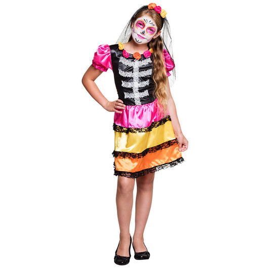 Day of the Dead Kostüm für Mädchen – Tripona Cacastle Orange Pink Kleid - Fasnacht24.ch