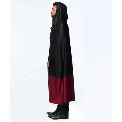 Hooded Cape Boland – Rot/Schwarz Ombré Polyester – 170cm Länge - Fasnacht24.ch