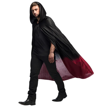 Hooded Cape Boland – Rot/Schwarz Ombré Polyester – 170cm Länge - Fasnacht24.ch