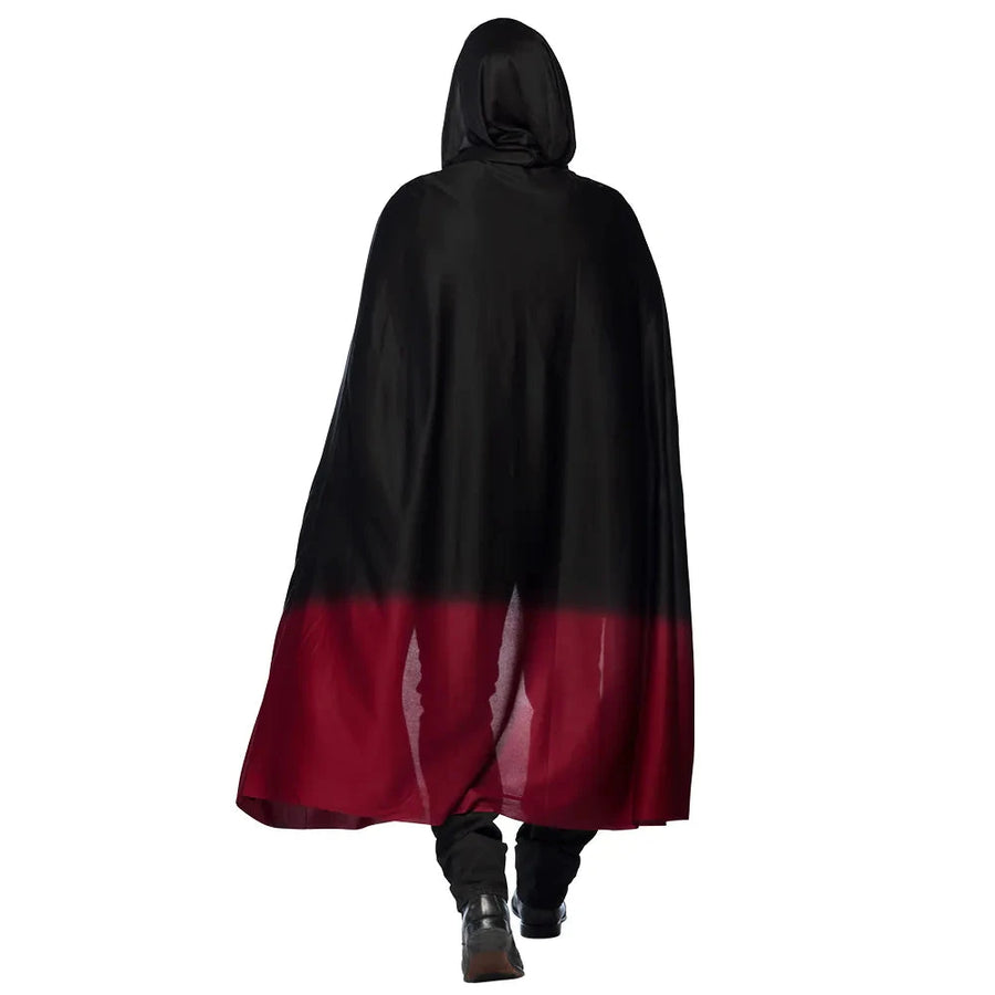 Hooded Cape Boland – Rot/Schwarz Ombré Polyester – 170cm Länge - Fasnacht24.ch