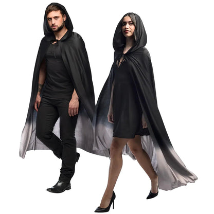 Boland Kapuzen-Umhang – Schwarz/Grau Verlauf – 170 cm Polyester - Fasnacht24.ch