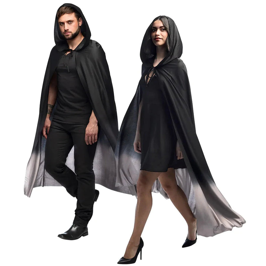 Boland Kapuzen-Umhang – Schwarz/Grau Verlauf – 170 cm Polyester - Fasnacht24.ch