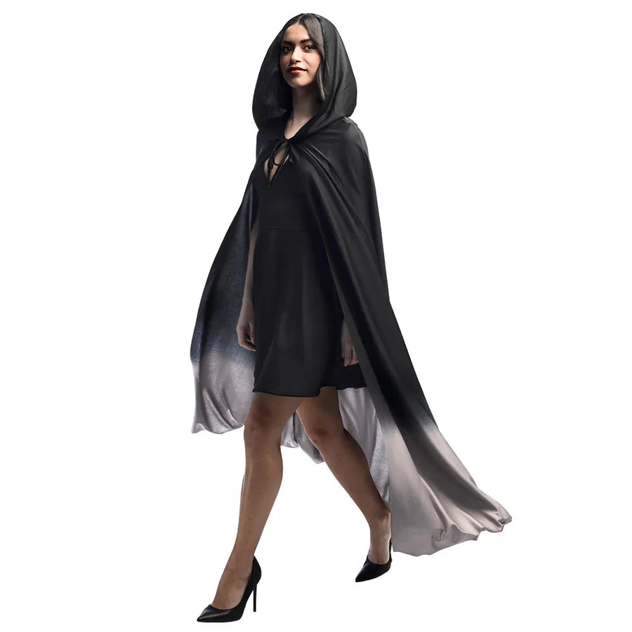 Boland Kapuzen-Umhang – Schwarz/Grau Verlauf – 170 cm Polyester - Fasnacht24.ch