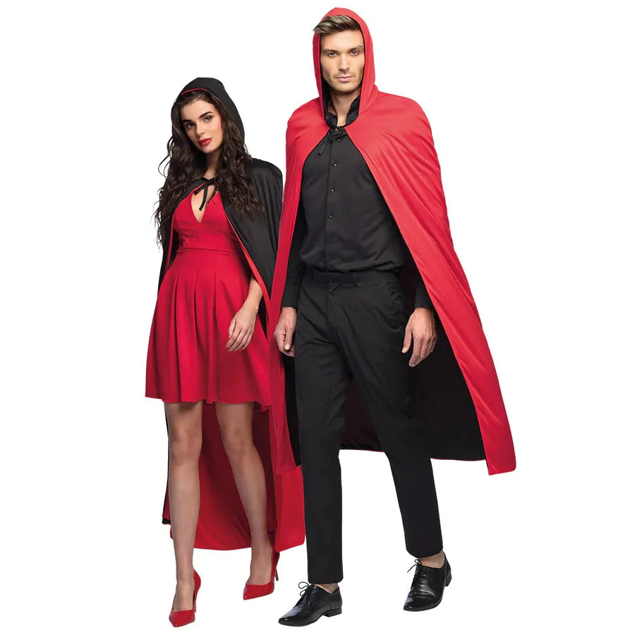 Boland Reversibler Kapuzenumhang – Schwarz & Rot, 170cm Leichtgewicht - Fasnacht24.ch