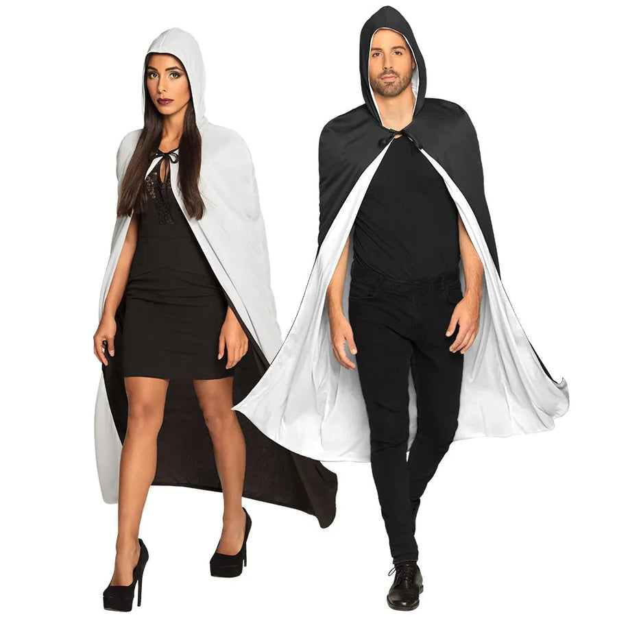 Boland Twilight Reversibler Umhang – Schwarzer & Weißer Kapuzenumhang 170cm - Fasnacht24.ch