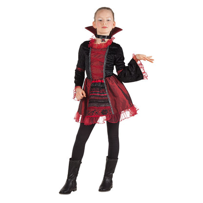 Kinderkostüm Vampir Königin Dracula – Boland Schwarz-Rot Kleid – Produktansicht