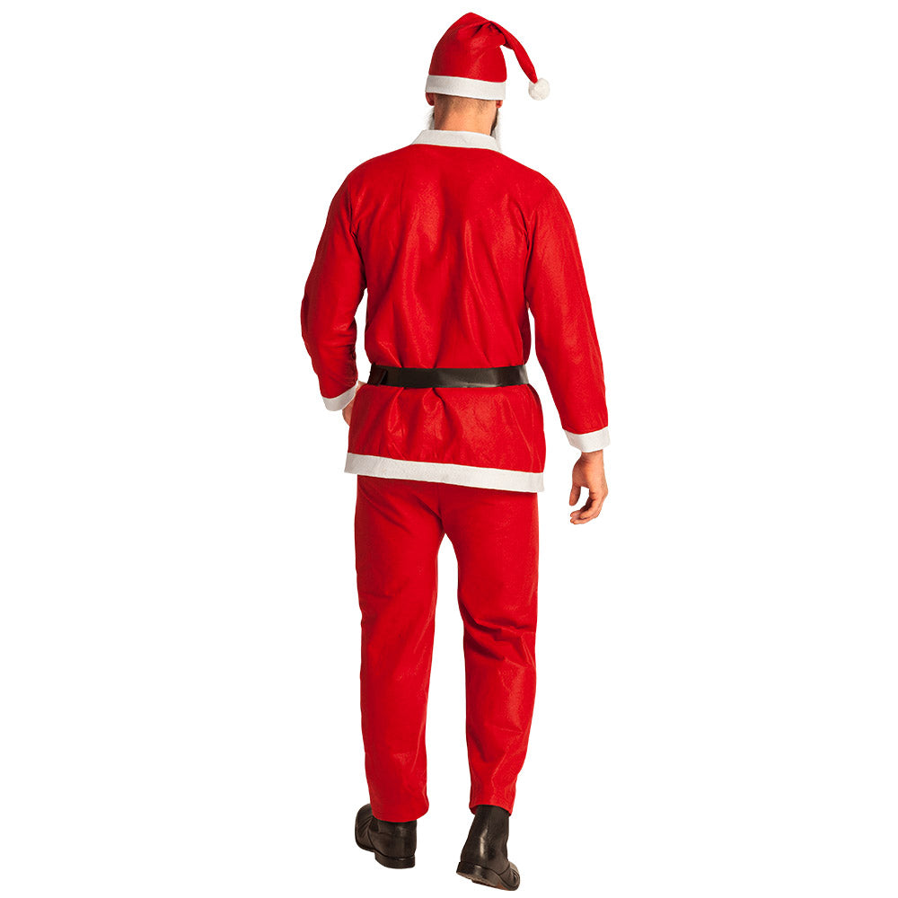Boland Weihnachtsmann Kostüm M/L mit Hut, Bart, Jacke, Gürtel und Hose in Rot und Weiß.