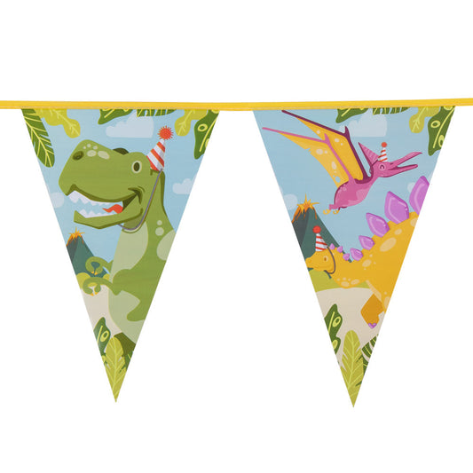 Dino Party Wimpelkette – Boland 6m Länge, 30x20cm Dinosaurier-Fahnen - Fasnacht24.ch