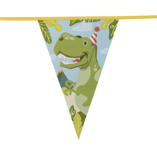 Dino Party Wimpelkette – Boland 6m Länge, 30x20cm Dinosaurier-Fahnen - Fasnacht24.ch