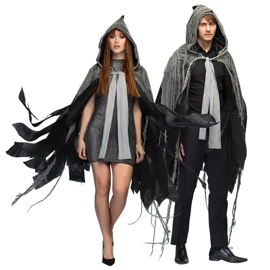 Boland Zerissener Umhang Gloom – Dunkelgrau Flanell Halloween Cosplay - Fasnacht24.ch