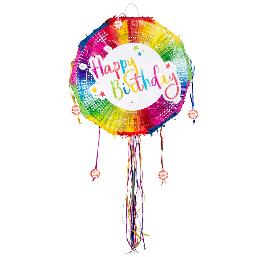 Piñata Happy Birthday Pull-String 44x44cm – Boland Partyspiel - Fasnacht24.ch
