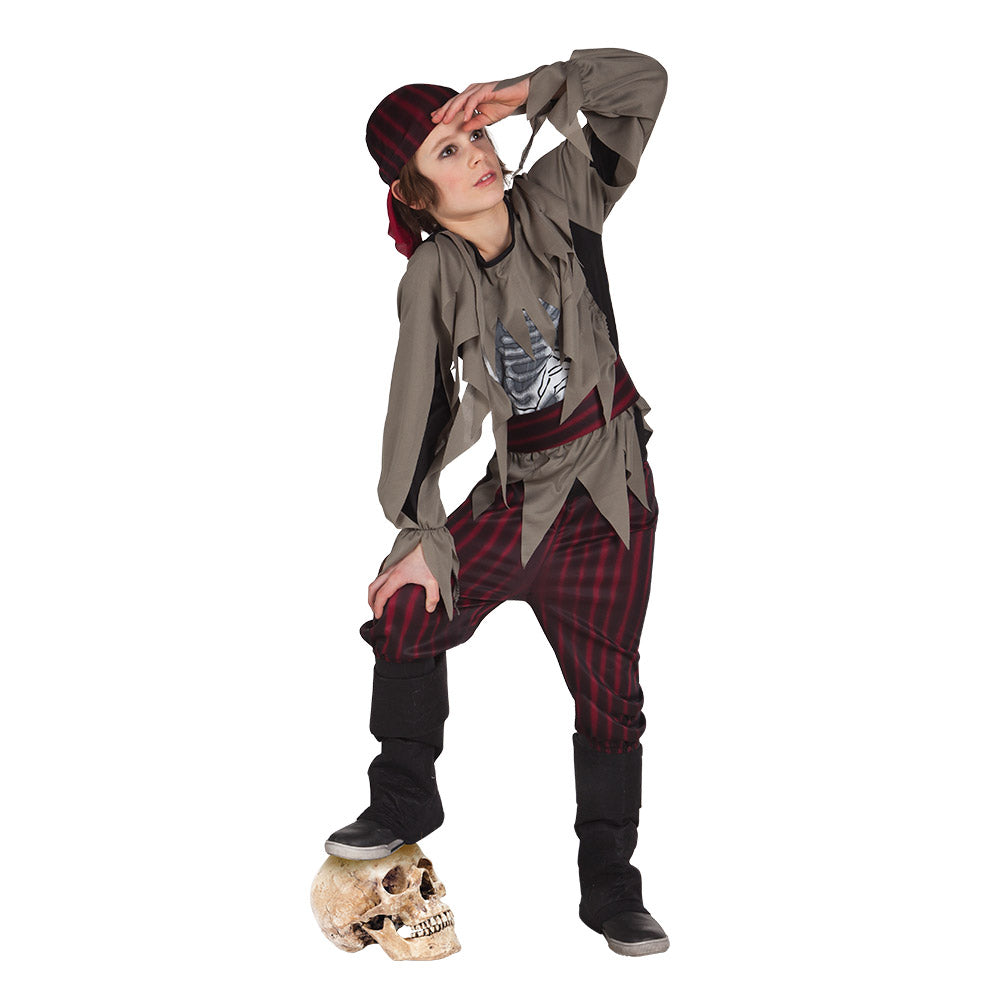 Boland Zombie Piratenkostüm Kinder – Rot-Schwarz Polyester 4-teilig - Fasnacht24.ch