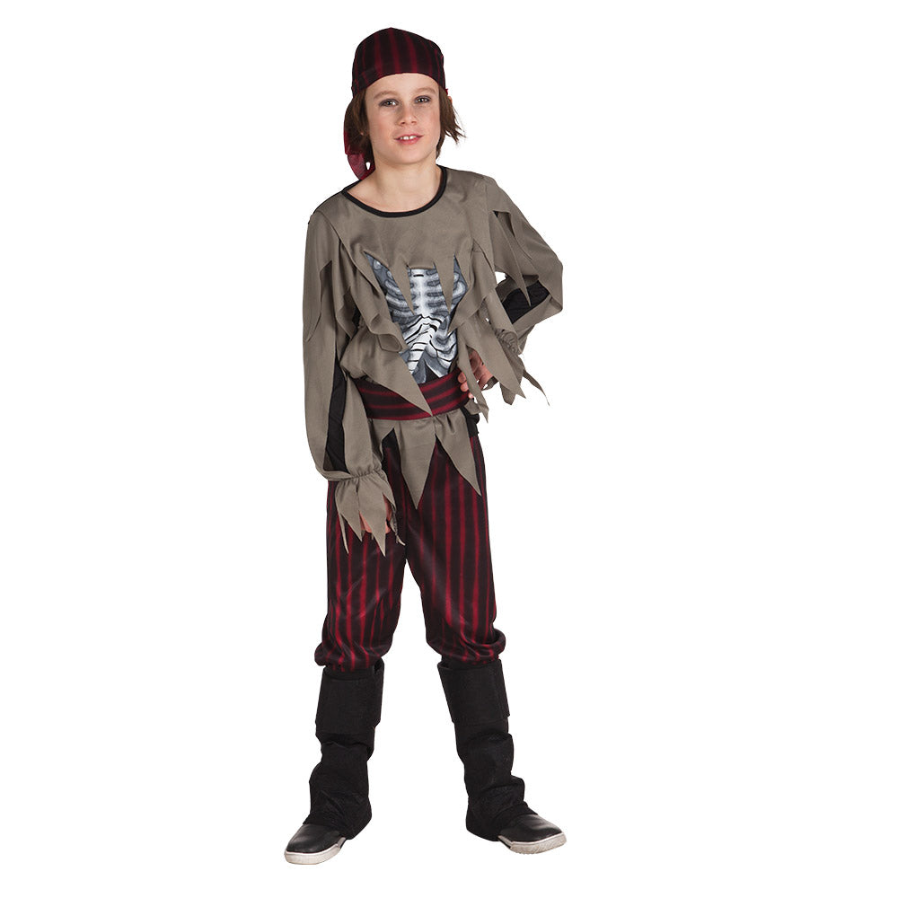 Boland Zombie Piratenkostüm Kinder – Rot-Schwarz Polyester 4-teilig - Fasnacht24.ch