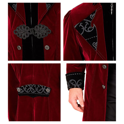 "BORDEAUXROTER GOTHIC MANTEL AUS SAMT" – Ansicht 6