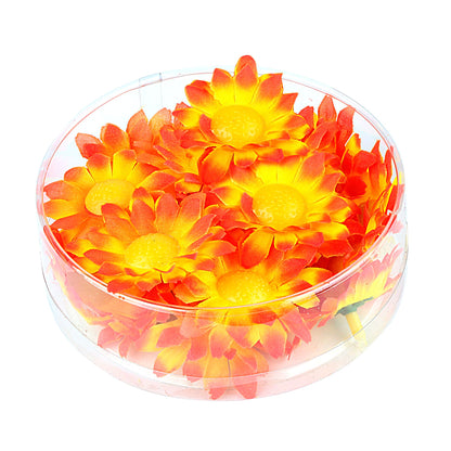 "BOX MIT 20 DEKOBLUMEN - ORANGE" zur Dekoration von Tischen, Hüten, Kostümen, Basteln usw – Vorderansicht