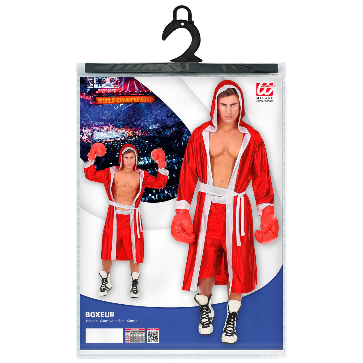 "BOXER" rot (Kapuzenumhang, Gürtel, Shorts) – Ansicht 5
