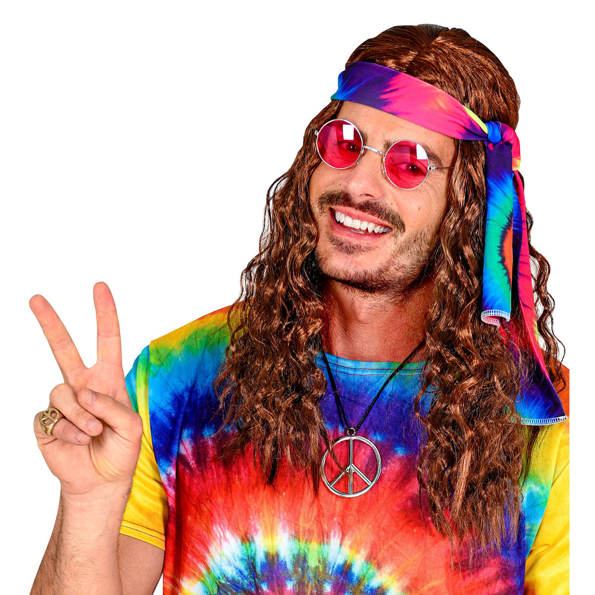 "BRAUNE HIPPIEPERÜCKE MIT BATIK STIRNBAND" in Box – Ansicht 4