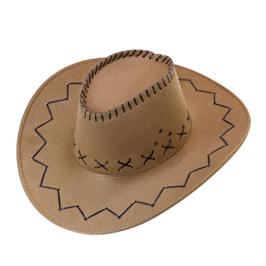 "BRAUNER COWBOYHUT MIT NÄHTEN" Wildlederoptik – Vorderansicht