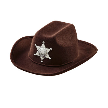 Widmann Brauner Kinder Cowboyhut mit Sheriffstern aus gebürstetem Filz – Produktansicht