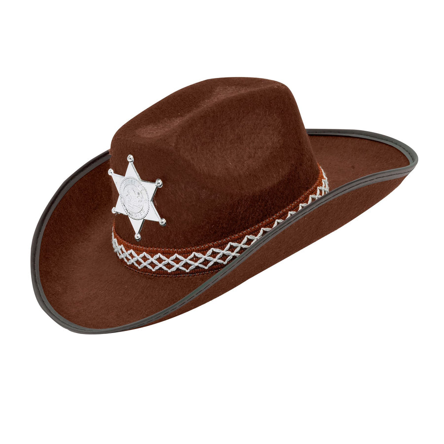 "BRAUNER COWBOYHUT MIT SHERIFFSTERN" Kindergröße – Vorderansicht