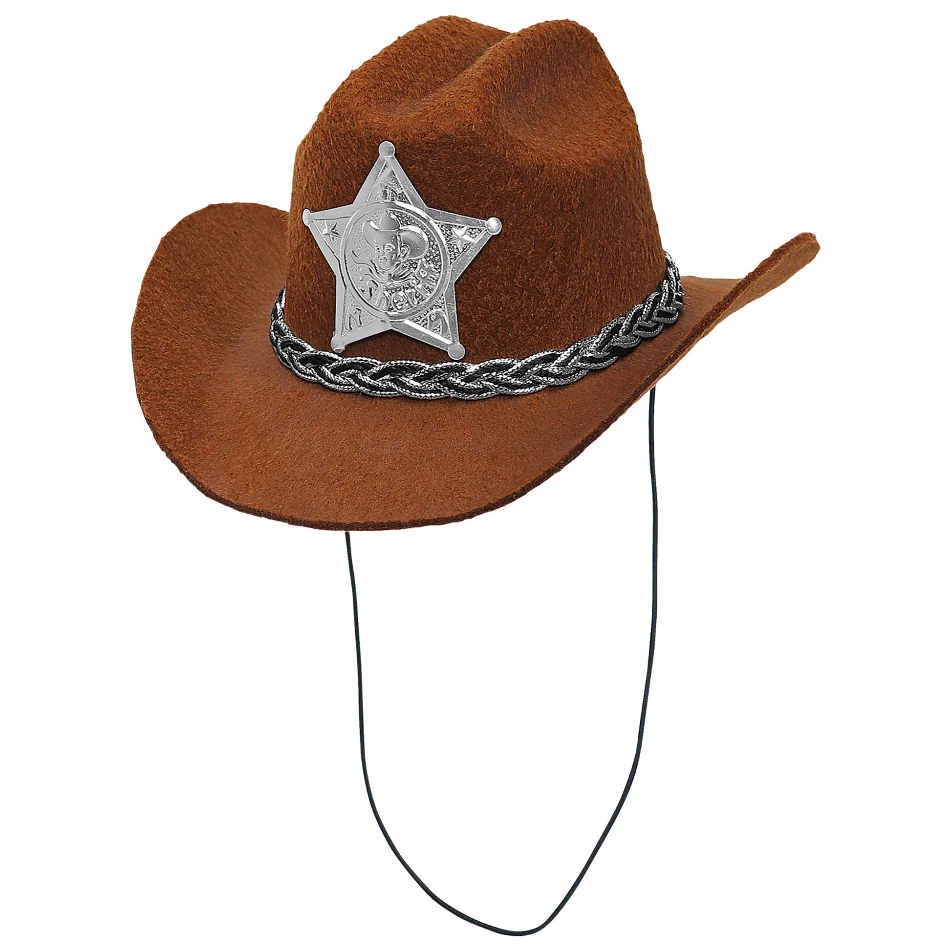 "BRAUNER MINI COWBOYHUT MIT SHERIFFSTERN" aus Filz – Detailansicht