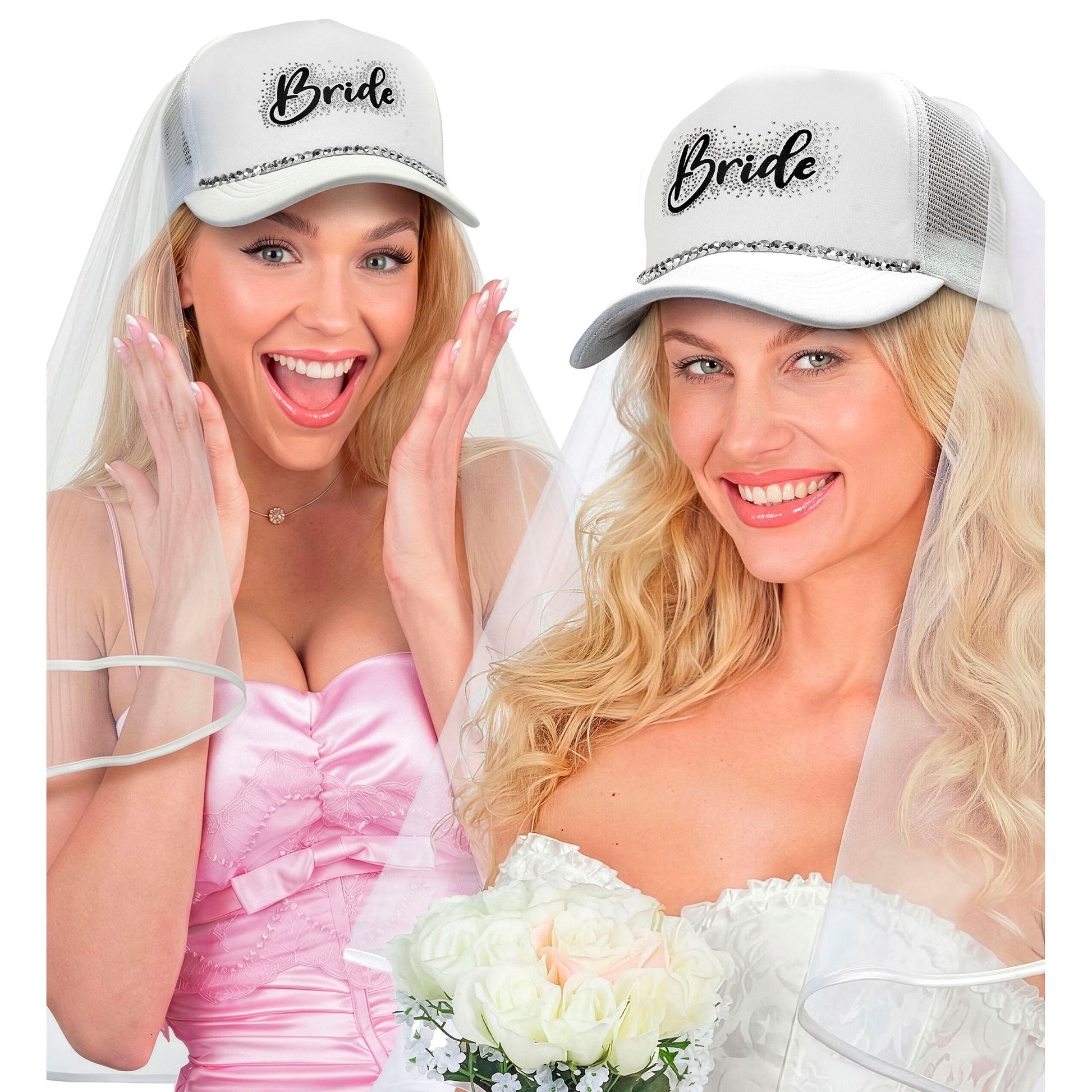 "BRAUT BASECAP MIT SCHLEIER UND STRASS" – Ansicht 3