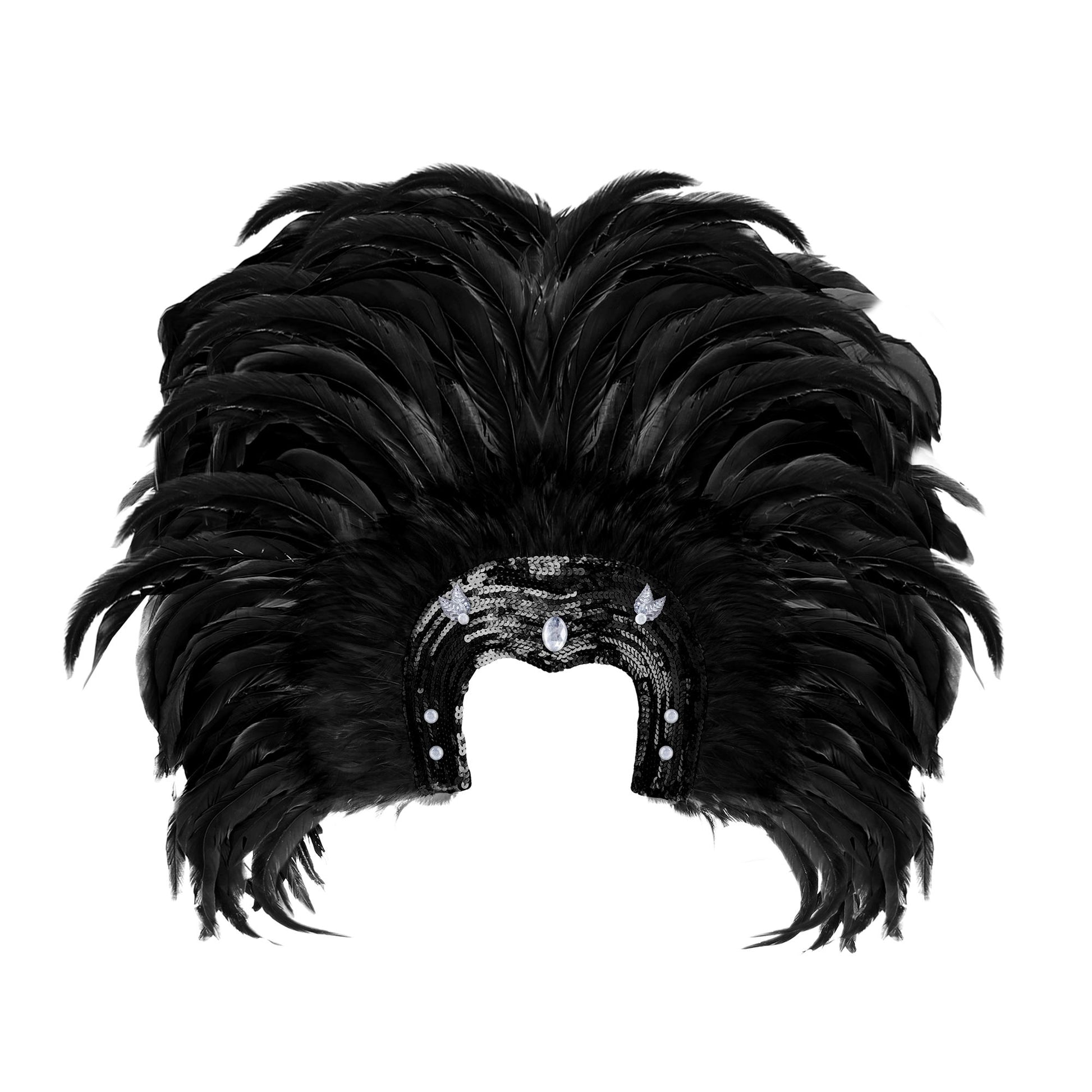 "BRAZIL FEDERKOPFSCHMUCK" - schwarz – Vorderansicht