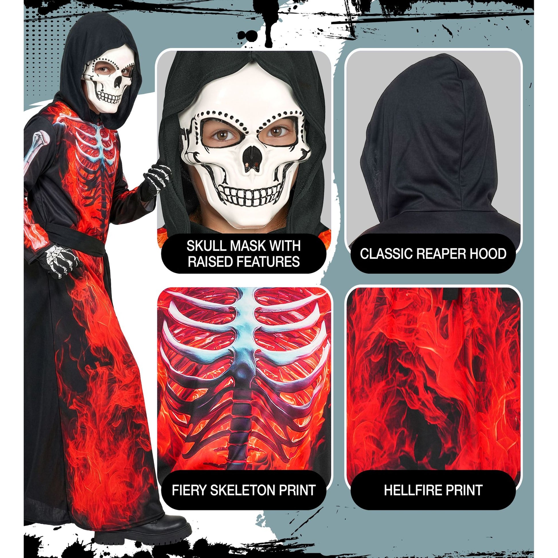 "BRENNENDER SENSEMANN" (Robe mit Kapuze, Maske, Gürtel) – Ansicht 5