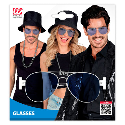 Widmann Runde Blaue Brille mit Silbernem Metallgestell – Detailansicht