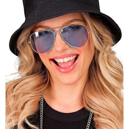 Widmann Runde Blaue Brille mit Silbernem Metallgestell – Ansicht 7
