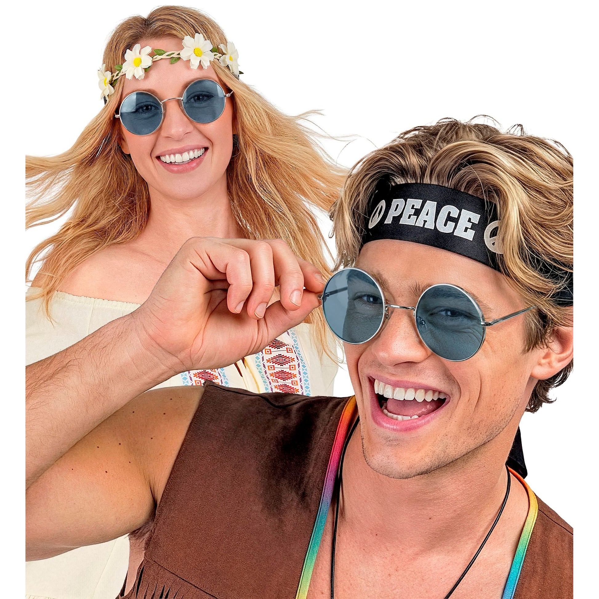 "BRILLE HIPPIE XL MIT BLAUEN GLÄSERN" Durchmesser 6 cm – Ansicht 3
