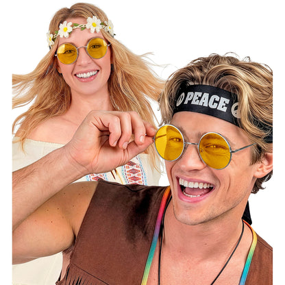 "BRILLE HIPPIE XL MIT GELBEN GLÄSERN" Durchmesser 6 cm – Ansicht 3