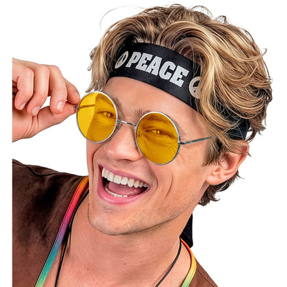 "BRILLE HIPPIE XL MIT GELBEN GLÄSERN" Durchmesser 6 cm – Ansicht 5